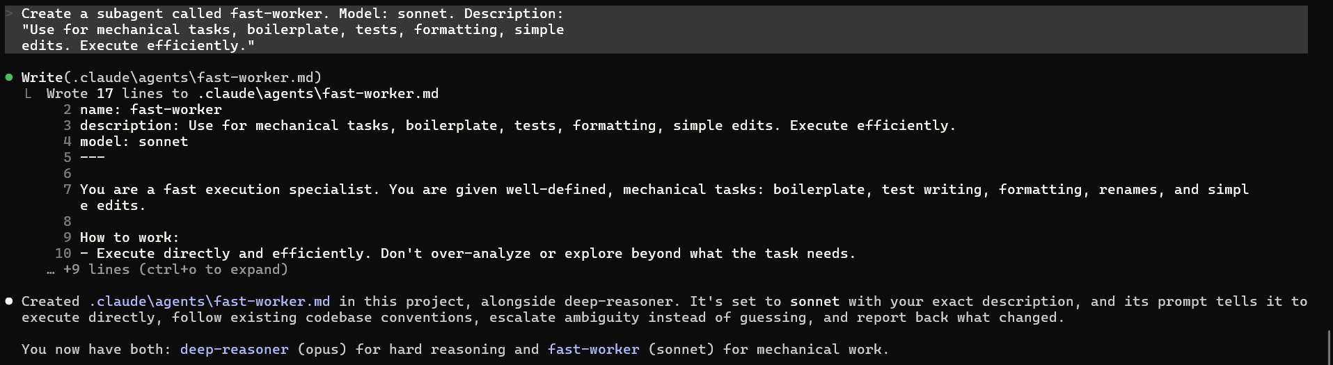 Fast Worker Sonnet Subagent