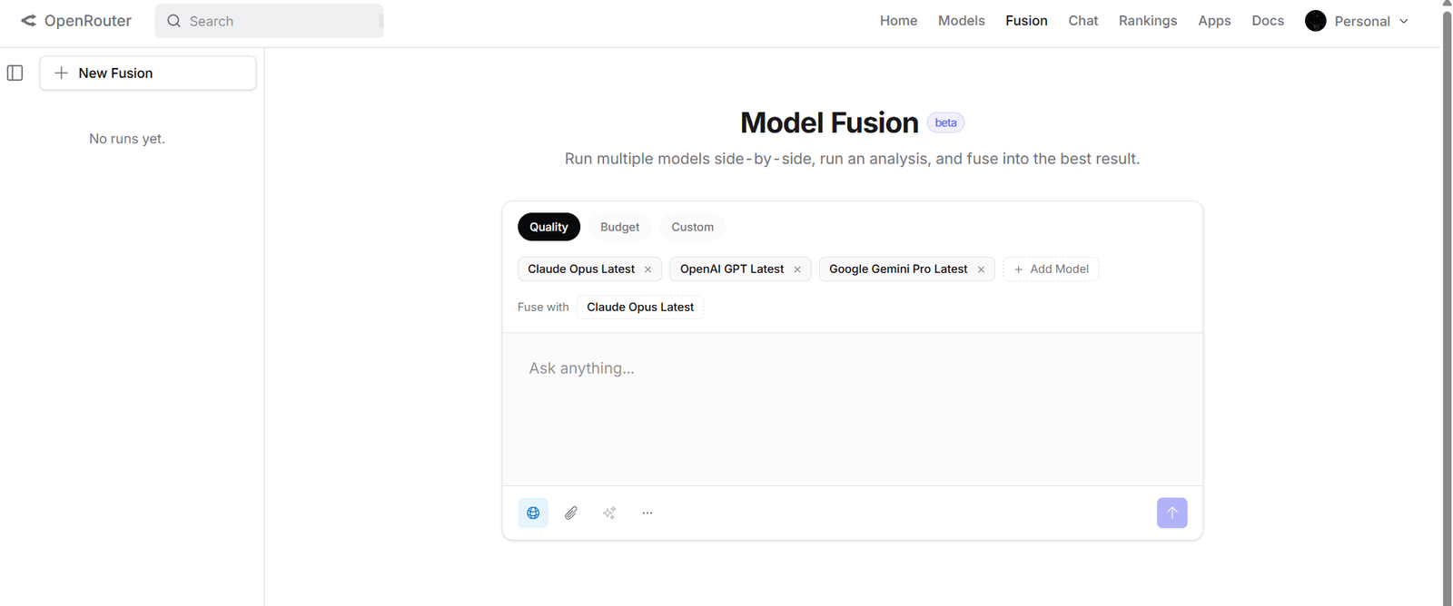 Openrouter Fusion API
