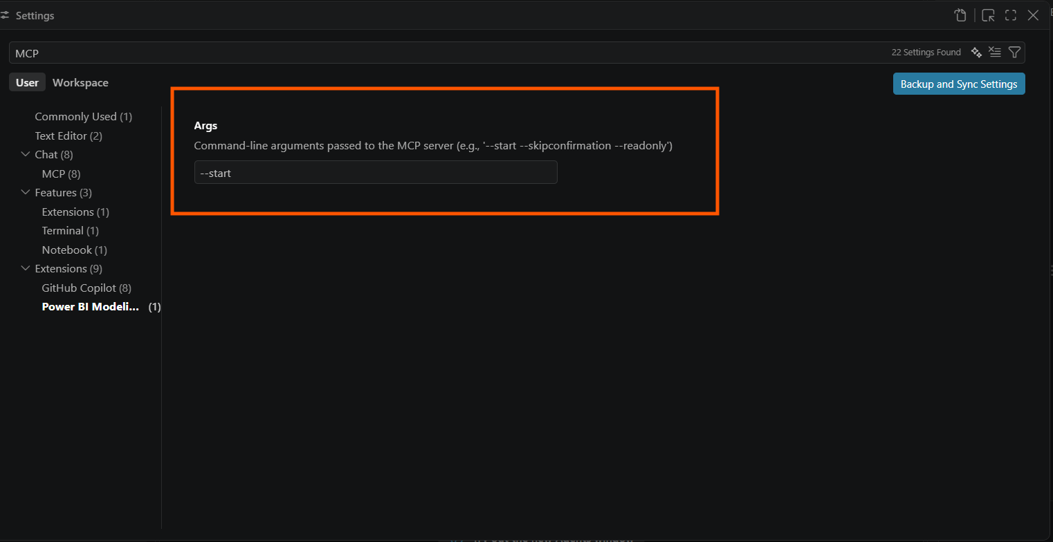 The Args field in VS Code Settings where these flags are added.