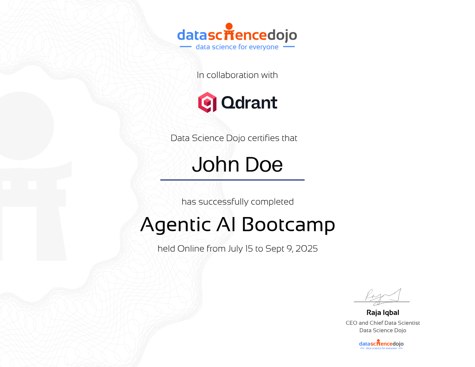 Data Science Dojo certificate
