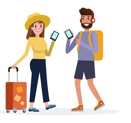 Man woman going on vacation