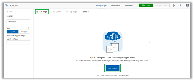 Adding Images to Custom Vision AI Model