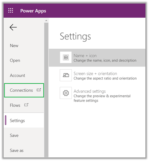 Connecting Power Apps