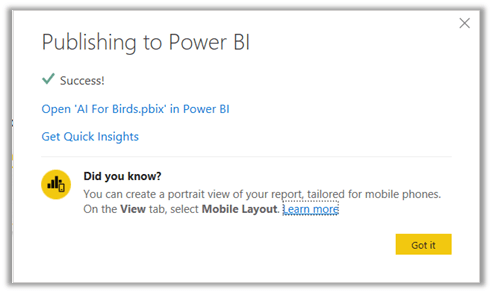 Publishing to Power BI