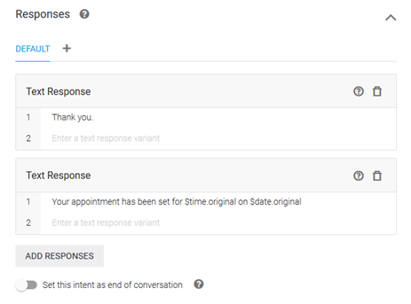responses dialog box