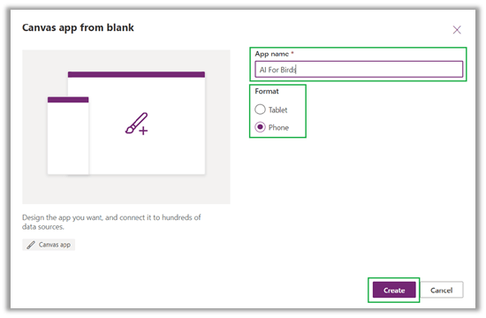 Canvas App from Blank