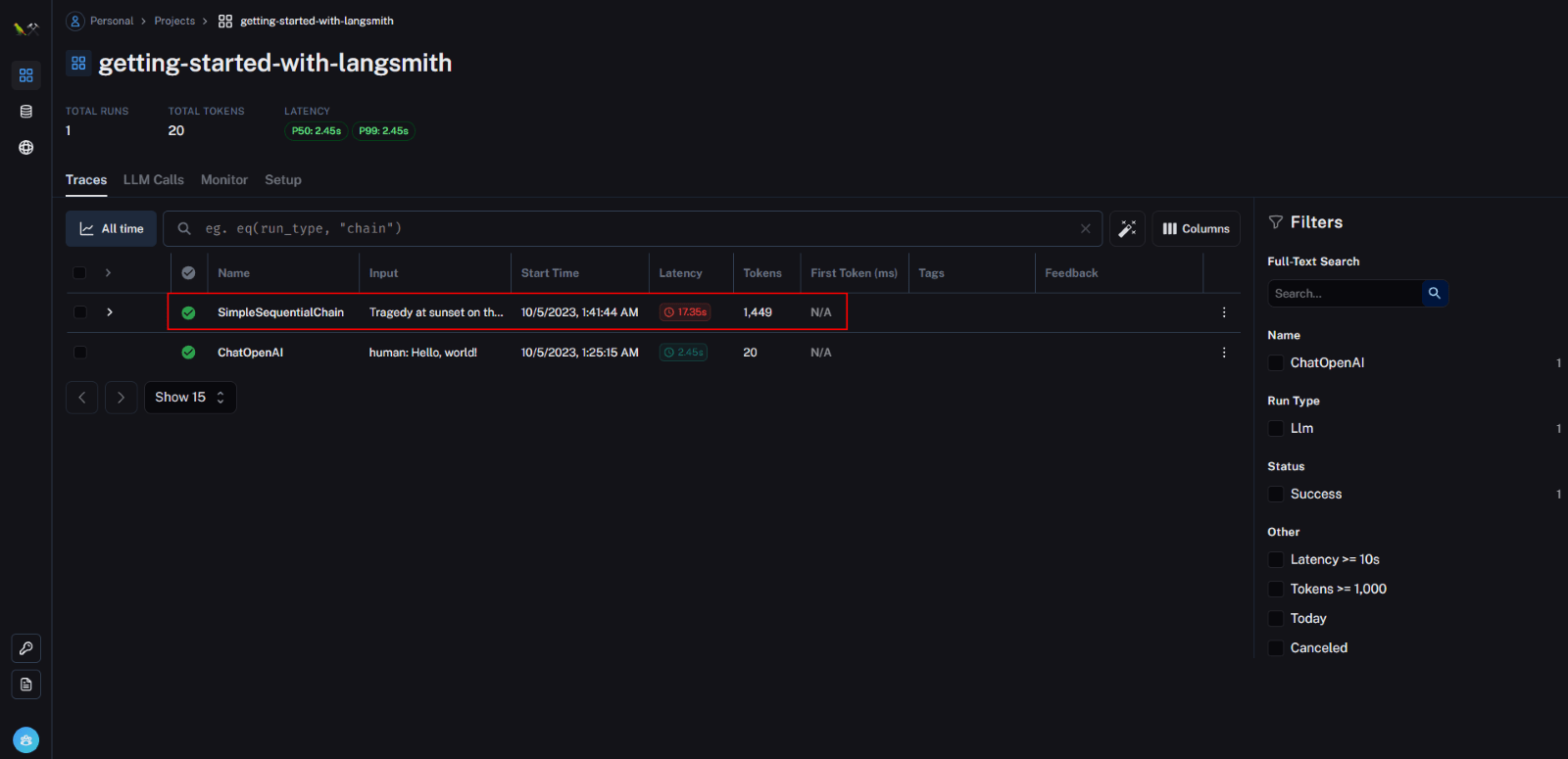LangSmith - ChatOpenAI 5