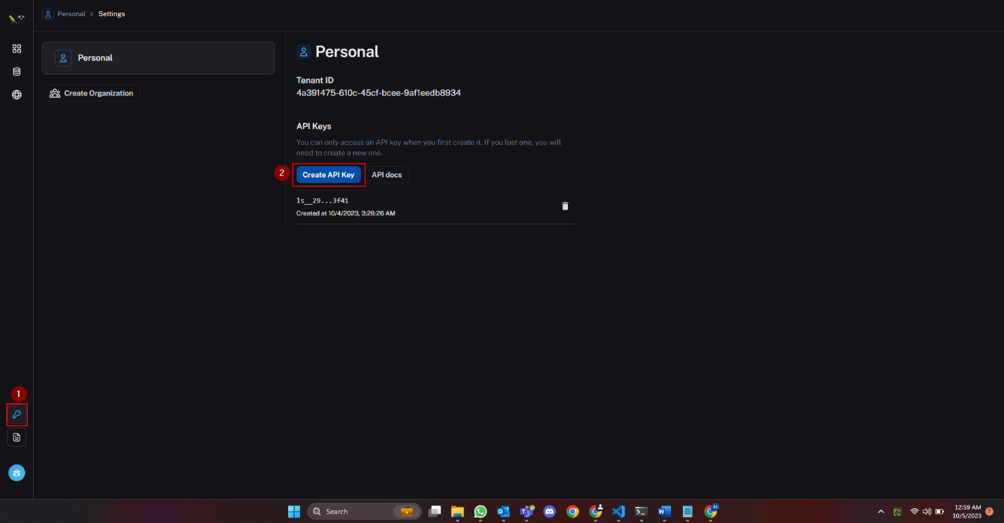 LangSmith-Create API key- 1