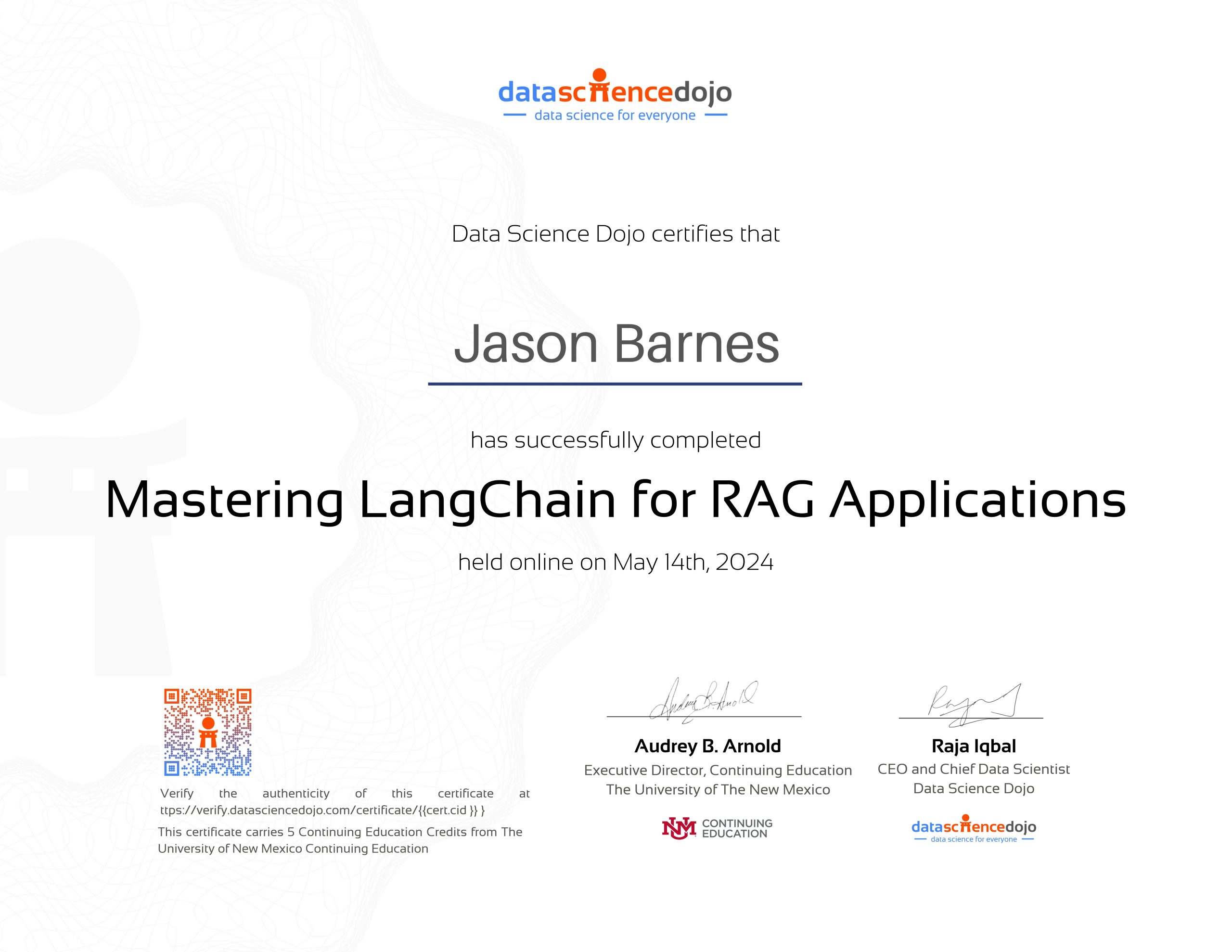 Mastering LangChain Certificate | Data Science Dojo