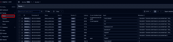 Track traces of user requests