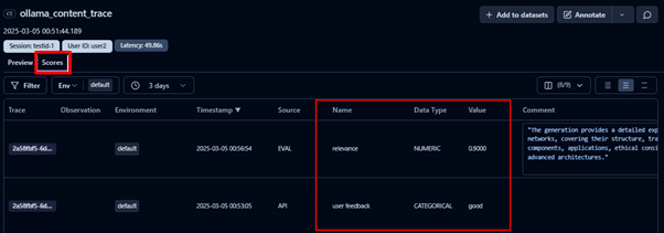 see the relevance score