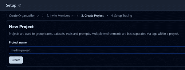 setting up project in Langfuse