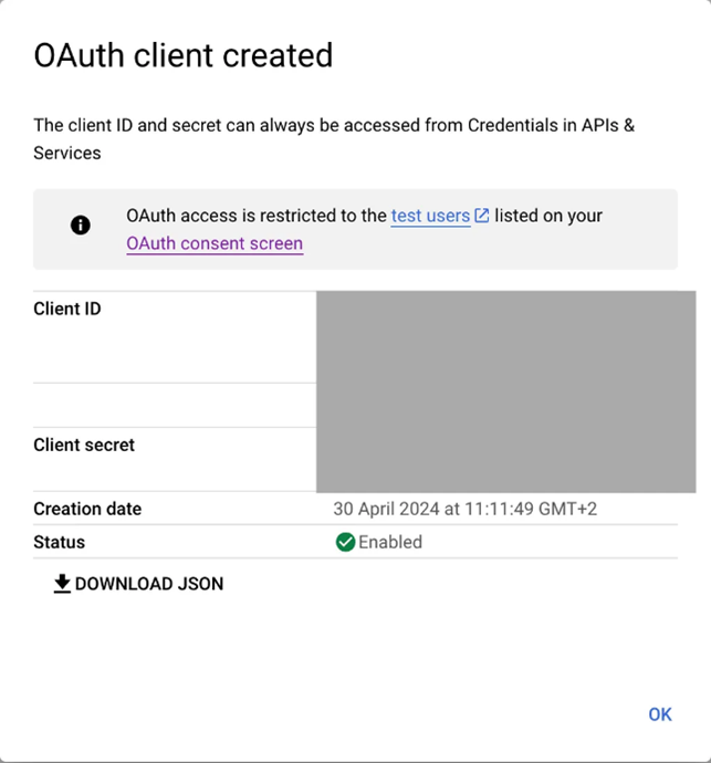 Azure Synapse/ Data Factory - OAuth Client Created