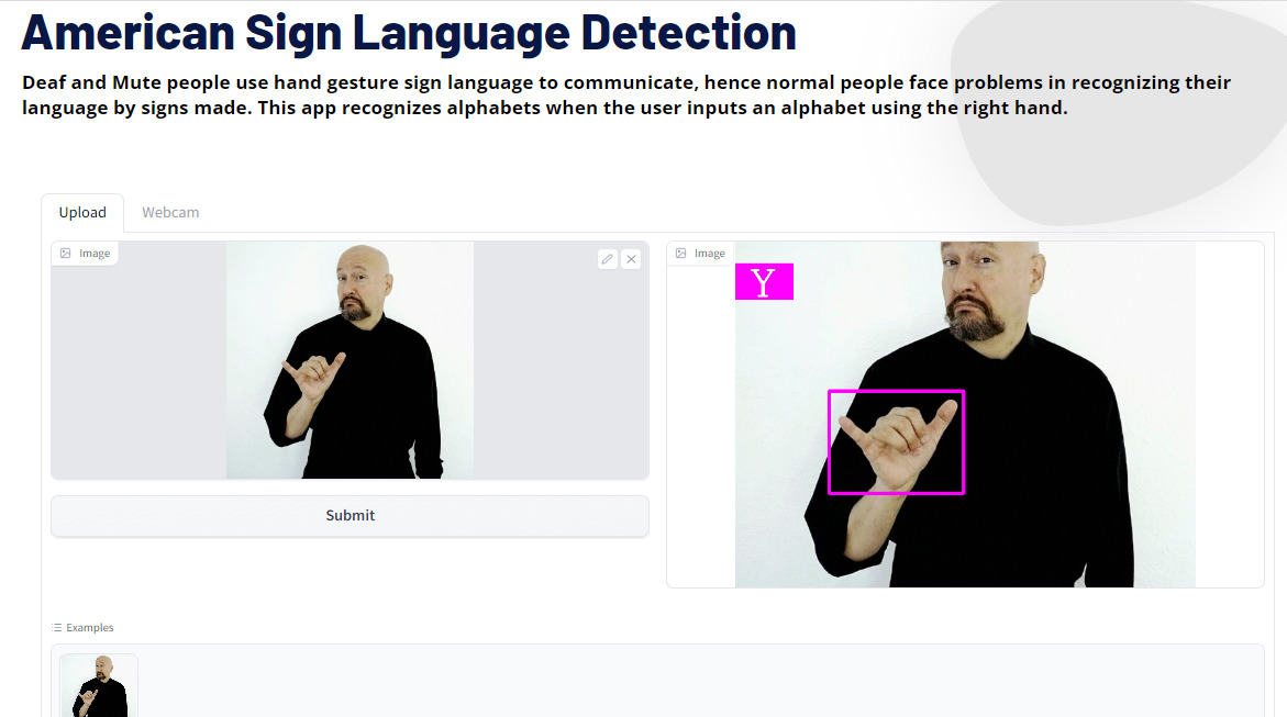American sign language detection