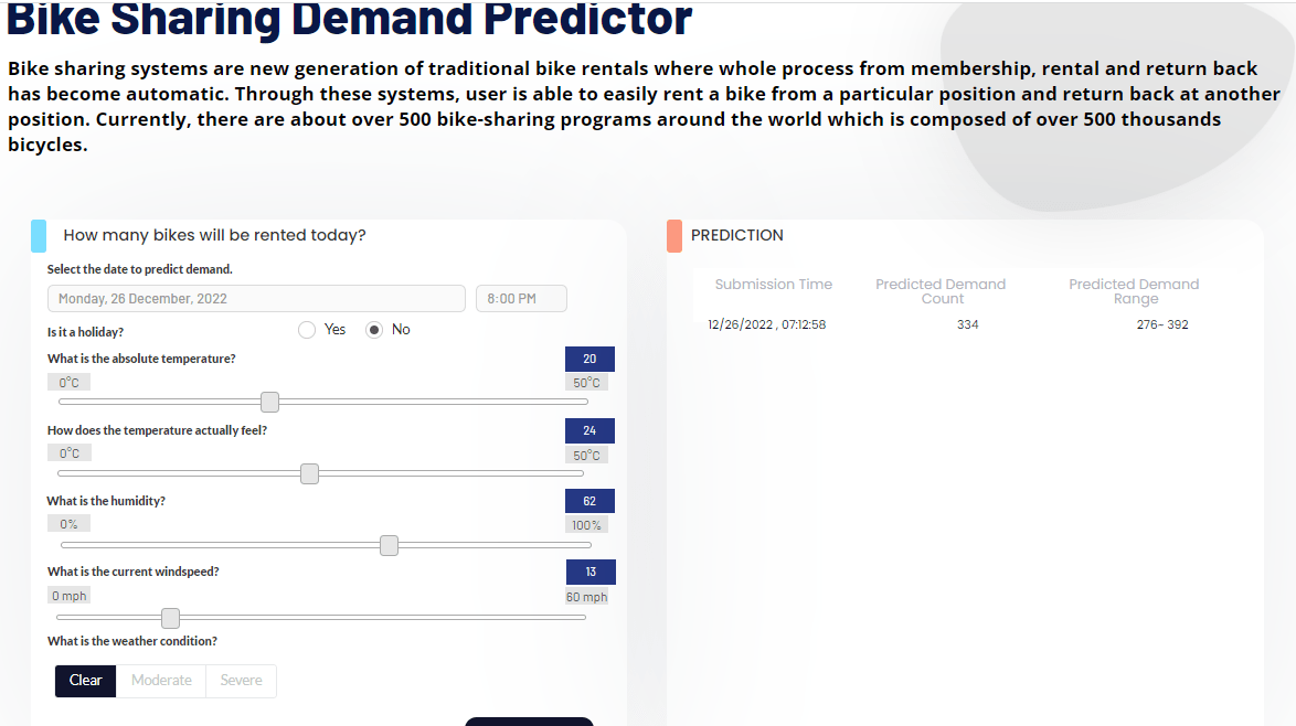 Bike sharing demand predictor
