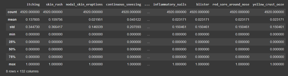 Describe data frame