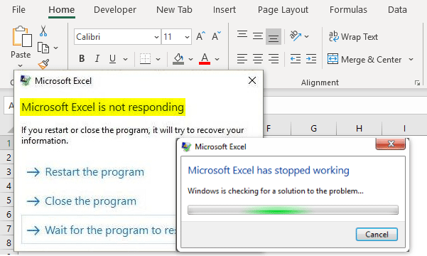 Excel stopped working