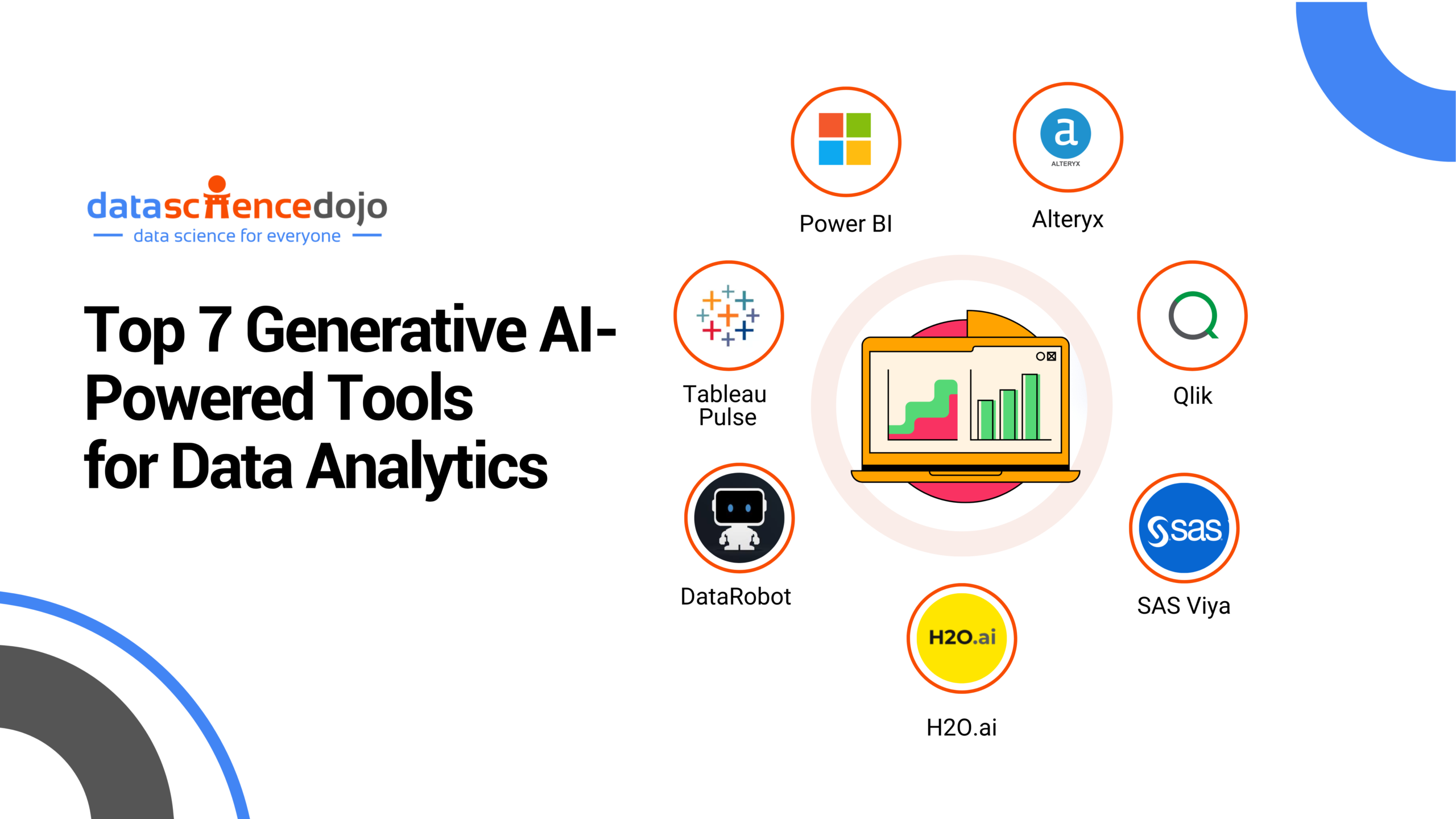 Top 7 Generative AI tools in Data Analytics - Tableau Pulse, PowerBI, Alteryx, Qlik, SAS Viya, H20.ai, DataRobot