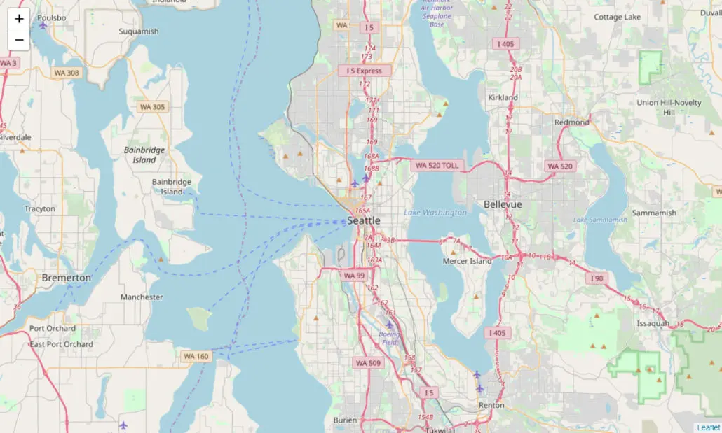 Geospatial visualization of Seattle map 