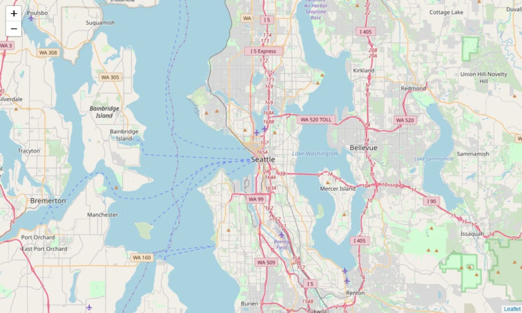 Geospatial visualization of Seattle map