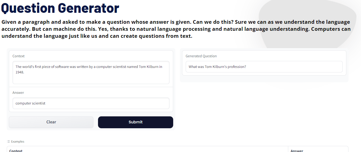 Question generator