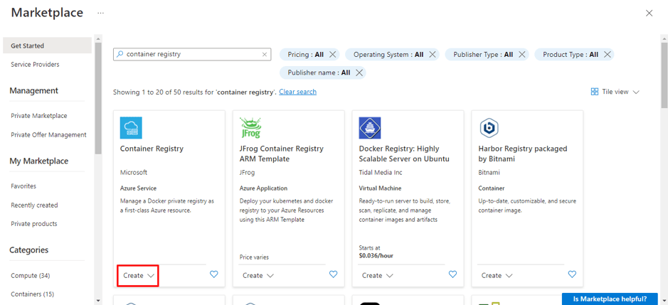 STEP 1: Create an Azure Container Registry resource 