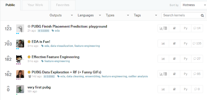 kaggle kernels from pubg competitions