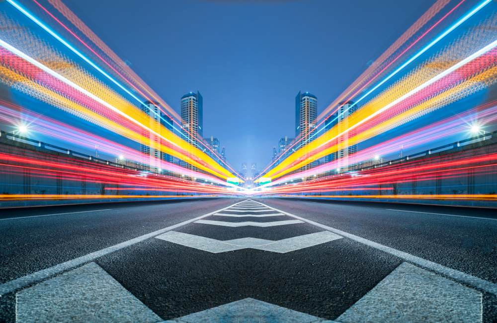 Motion Blur of cars and traffic passing through Chengu Road in