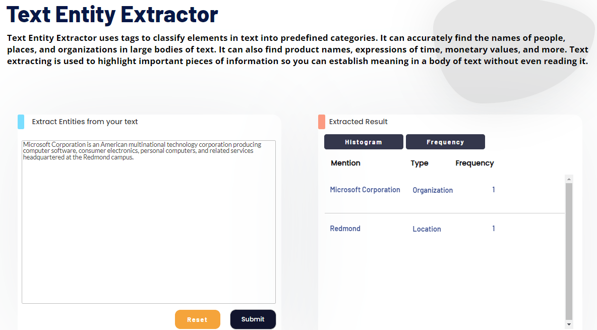 text entity extractor